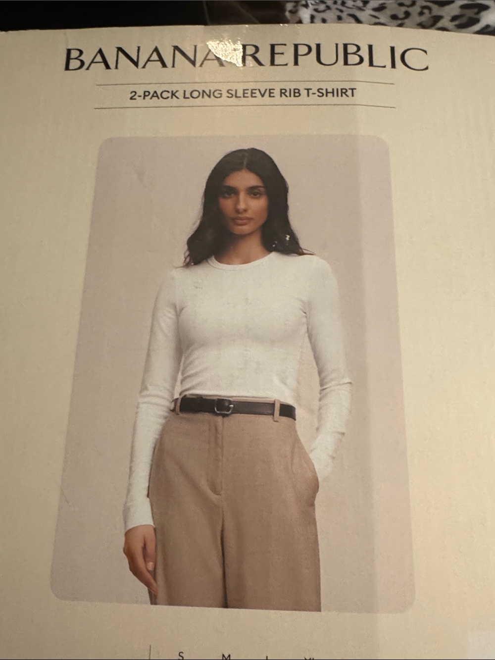 Banana Republic White Long Sleeve Ribbed Crewneck Tee